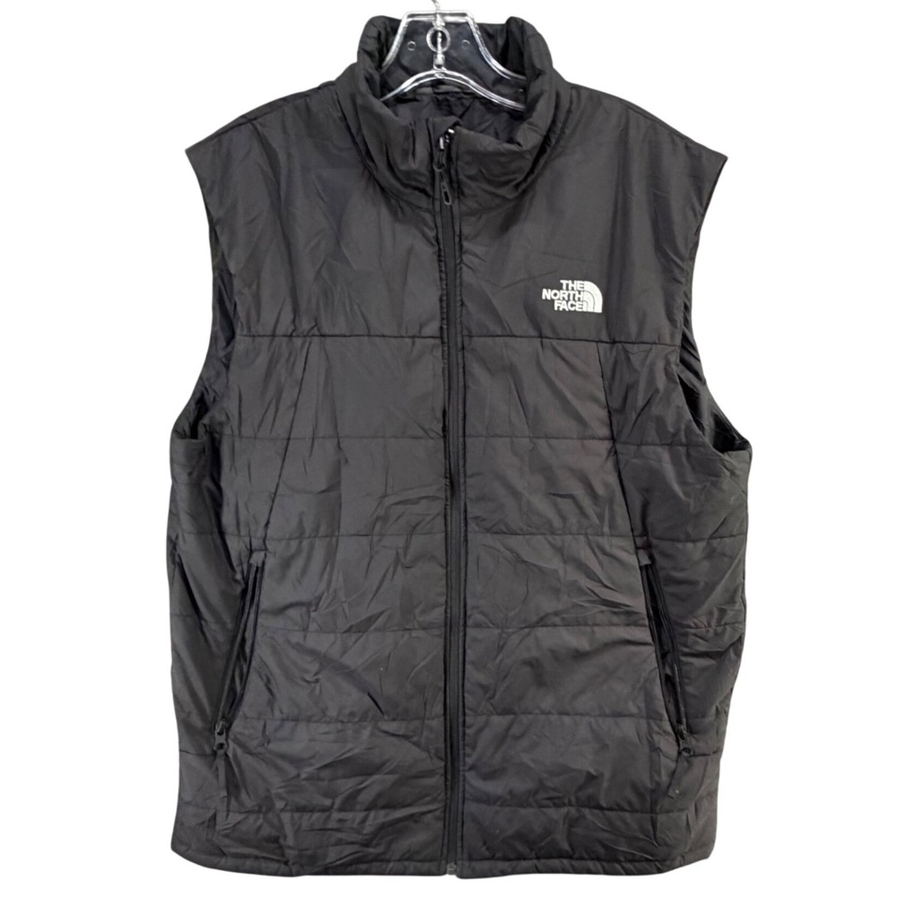The North Face Quilted Puffer Vest Mens L Black Full Zip Packable Utility Travel